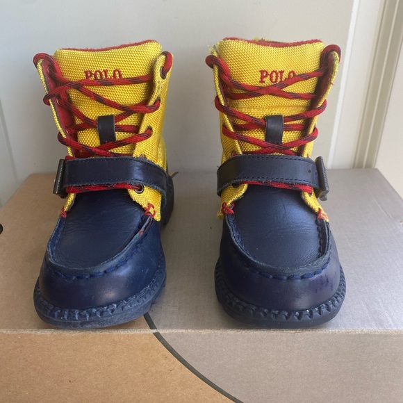 Polo Toddler Ranger Boots Yellow/ Navy Leather - SZ 9 C - Picture 2 of 13
